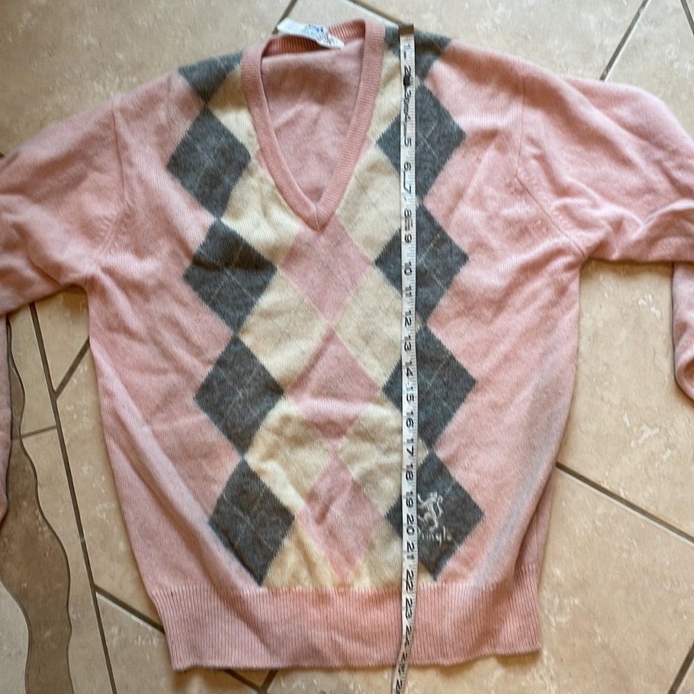 Pringle washable wool sweater l pink argyle - Picture 8 of 11